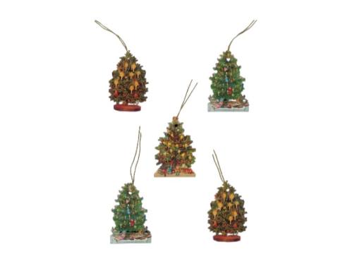 Juleetiketter – Juletre – 5 stk – 9 x 5 cm - www.frokenfraken.se