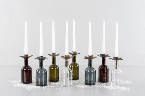 Lys holder - Hvit - Blomst å sette i flaske - Kronlys - www.frokenfraken.se