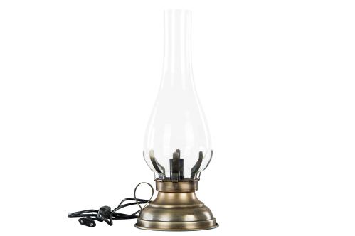 Lampe - Parafinlampe med strøm - Antikk messing - 45 cm - www.frokenfraken.se