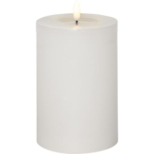 Batterilys - Hvit - LED Blocklys - Flamme Flow - Stor - Ø 10 x 17,5 cm - Timer - www.frokenfraken.se