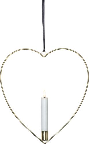 Hengende lyssirkel - Hjerte - Messing - Batteridrevet flamme-lys - Ø28 cm - www.frokenfraken.se