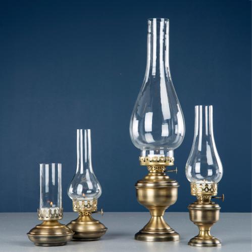 Fotogenlampe - For varmelys - Antikk messing - 52 cm - www.frokenfraken.se