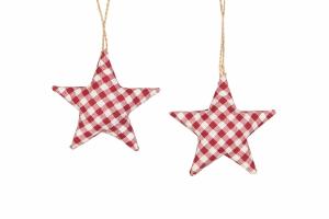 Heng – Stoffstjerne – Rutete – 6-pakning – 7 cm - www.frokenfraken.se