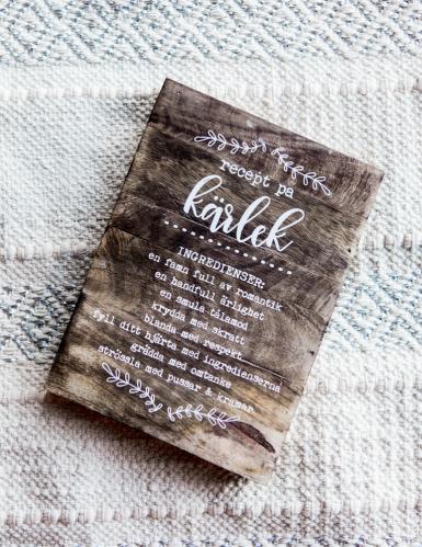 Tavla Recept på Kärlek - 15 x 21 - Till förmån för Barncancerfonden - www.frokenfraken.se