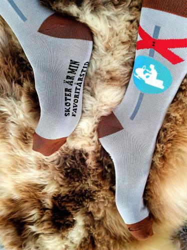 Strømper - Bambus - Snøscooter - Størrelse 37-44 - www.frokenfraken.se