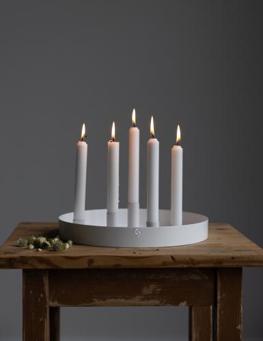 Bordlysestake – SUND – 5 lys magnet – Hvit – Ø30 cm - www.frokenfraken.se
