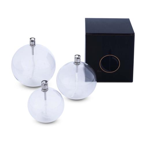 Oljelampe - Glass - Rund Boll - Sølv - Ø13 cm - www.frokenfraken.se