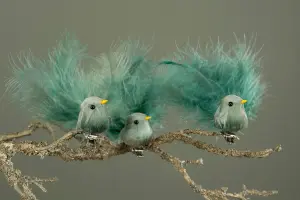 Fågel med clips - Grønn - 9 cm - www.frokenfraken.se