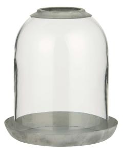 Glaskupp med hull i toppen og metallbunn - Ø14 x 16 CM - www.frokenfraken.se