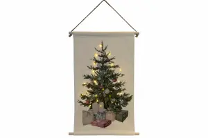 Veggdekorasjon - Juletre med gaver - Med belysning - 50 x 75 cm - www.frokenfraken.se