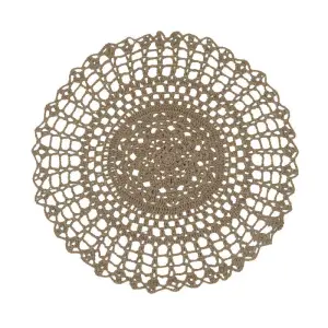 Bordstablett - Rund Virkad - Offwhite - Ø38 cm - www.frokenfraken.se