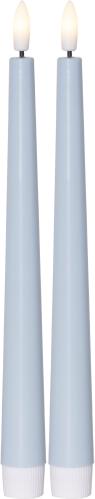 Batterilys - LED - Antikklys - Blå - 2 pakke - Flamme - 26 cm - Timer - www.frokenfraken.se