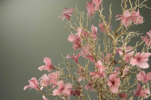 Fjær - Fjærblomster på tråd - Gammelrosa - 12-pakning - www.frokenfraken.se