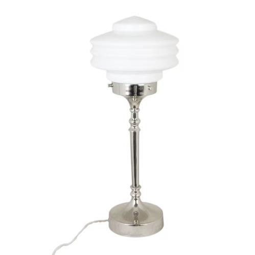 Bordslampe - Valter - Nikkel/Opal Hvit - Ø20 x 56 cm - www.frokenfraken.se