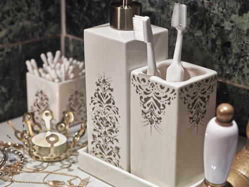 Såpedispenser - Kub Curbitz - Hvit & Gull - www.frokenfraken.se