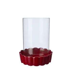 Lykt med fat – Rød – Ø17 x 23 cm - www.frokenfraken.se