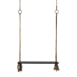 Gunga - Svart Trä med tofsar -100 x 30 x 3 cm - www.frokenfraken.se