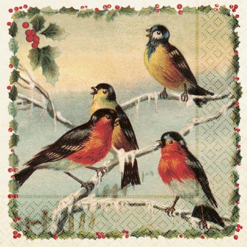 Serviett - Fugler - Julefugler - 33 x 33 cm - www.frokenfraken.se