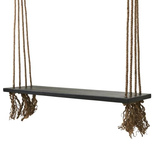 Gunga - Svart Trä med tofsar -100 x 30 x 3 cm - www.frokenfraken.se