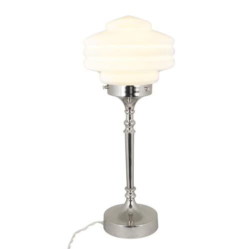 Bordslampe - Valter - Nikkel/Opal Hvit - Ø20 x 56 cm - www.frokenfraken.se