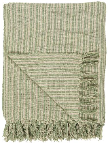 Pläd creme/grønn Stripet - 160 x 130 CM - www.frokenfraken.se