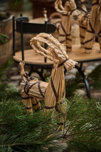 Julbock - Halmbock med bruna band - 43 cm - www.frokenfraken.se