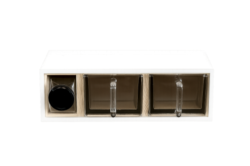 Krydderhylle – Hvit – Med måleskjeer og glasskrukke – 39 x 13 x 18 cm - www.frokenfraken.se