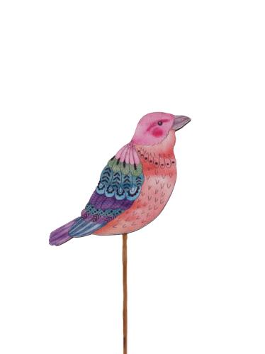 Pinne - Fugl - Rosa - Tre - 25 cm - www.frokenfraken.se