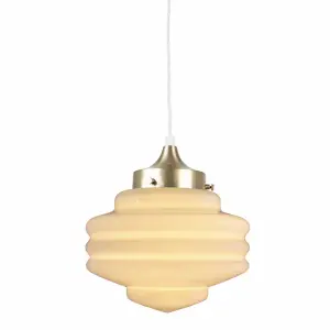 Taklampa - Valter - m. Tvinnad Sladd - Mässing/ Beige - Ø20 x H25 cm - www.frokenfraken.se