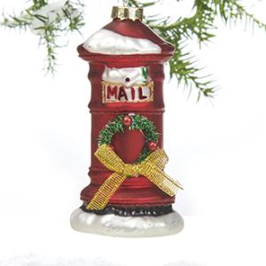Julekule – Postkasse – Glass – 11 cm - www.frokenfraken.se