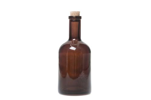 Glasflaske mørkebrun med kork - 400 ml - 8 x 18 cm - www.frokenfraken.se