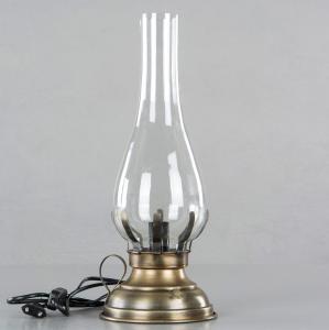 Lampe - Parafinlampe med strøm - Antikk messing - 45 cm - www.frokenfraken.se