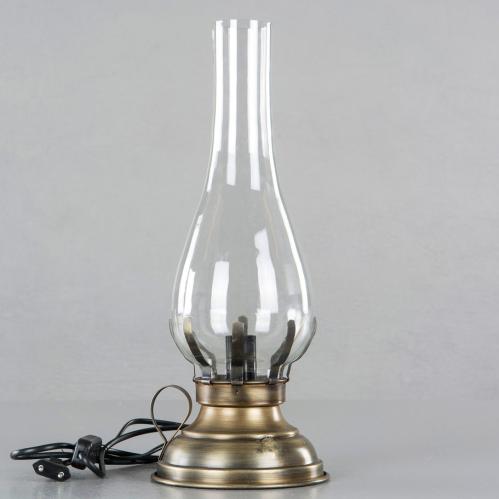 Lampe - Parafinlampe med strøm - Antikk messing - 45 cm - www.frokenfraken.se