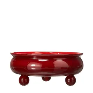 Skål med kulfötter - Röd - 27 x 12 cm - www.frokenfraken.se