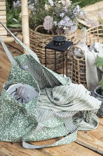 Pläd creme/grønn Stripet - 160 x 130 CM - www.frokenfraken.se