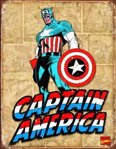 Captain America - Retro Metallskilt - 32x41 cm - www.frokenfraken.se