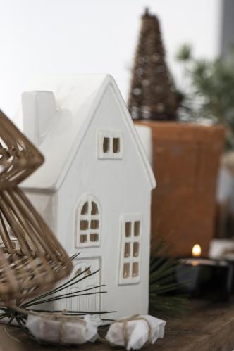 Ljuslykt - Hus - Hvitt - 19 cm - www.frokenfraken.se