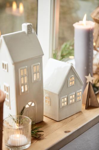 Ljuslykt - Hus - Hvitt - 19 cm - www.frokenfraken.se