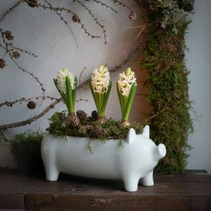 Krukke - Gris - Hvit - 40 x 11 x 16 cm - www.frokenfraken.se