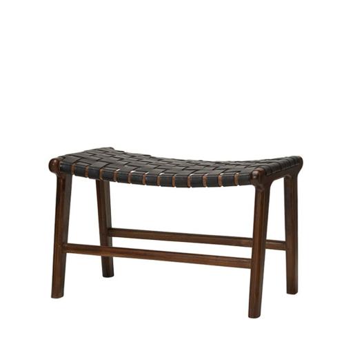 Pall - Tre & Læder - Svart - 65 x 40 x 42 cm - www.frokenfraken.se