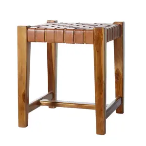 Pall - Tre & Lær - Brun - 40 x 40 x 46 cm - www.frokenfraken.se