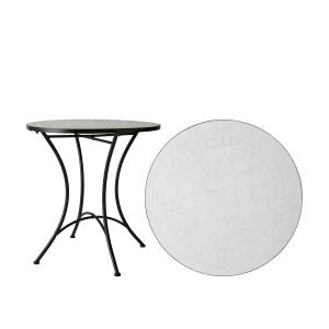 Trädgårdsbord - Vit Mosaik - Järn - Ø70 x 72 cm - www.frokenfraken.se
