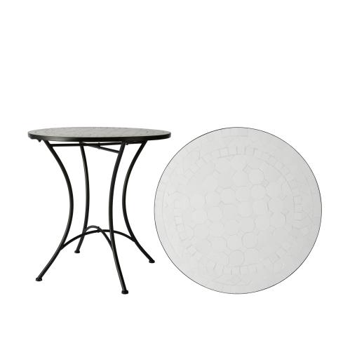 Trädgårdsbord - Vit Mosaik - Järn - Ø70 x 72 cm - www.frokenfraken.se