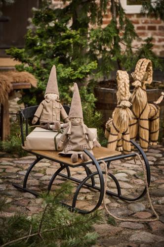 Julbock - Halmbock med bruna band - 63 cm - www.frokenfraken.se