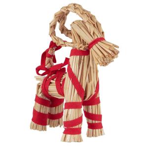 Julbukk - Halm bukk med røde bånd - 21 cm - www.frokenfraken.se