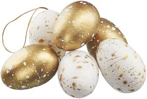 Egg 6 stk - Gull & Hvit - 6 cm - www.frokenfraken.se