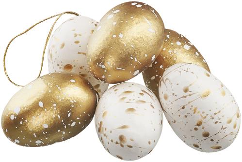 Egg 6 stk - Gull & Hvit - 6 cm - www.frokenfraken.se