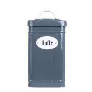 Plåtboks Hugo Kaffe - Blå - B12 x H24 x D8 cm - www.frokenfraken.se