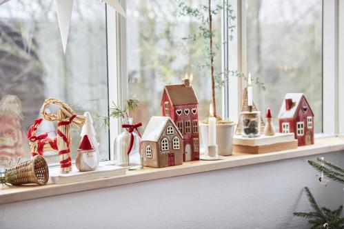 Julbukk - Halm bukk med røde bånd - 21 cm - www.frokenfraken.se