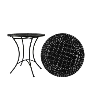 Trädgårdsbord - Svart Mosaik - Järn - Ø70 x 72 cm - www.frokenfraken.se